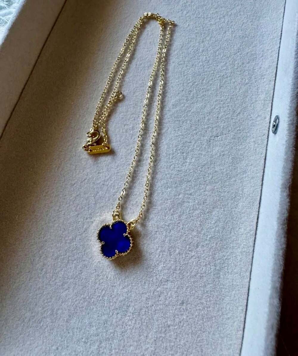Blue Clover Gold-Tone Pendant Necklace, 17–18”